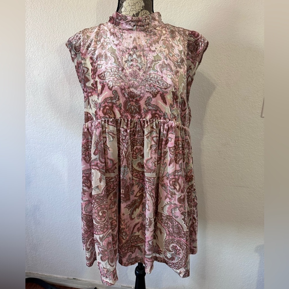 Free People All the Time velvet mini dress in petal - small NWT - Picture 3 of 10